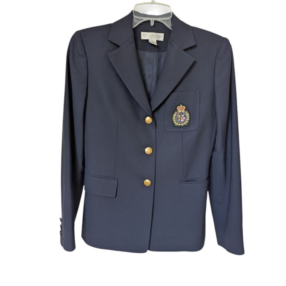Vintage Petite Sophisticate Navy Collegiate Seal Blazer